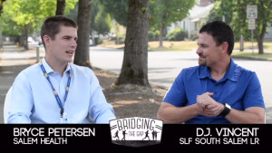 Still from a video interview between Bryce Petersen of Salem Health and DJ Vincent of SLF