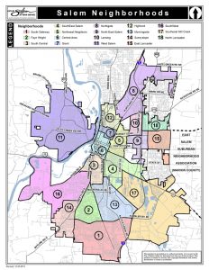 A map of the neighborhood boundaries in Salem